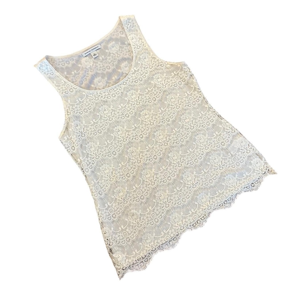 Vintage Y2K Banana Republic Size Small Romantic Cream Lace Tank Top Blouse